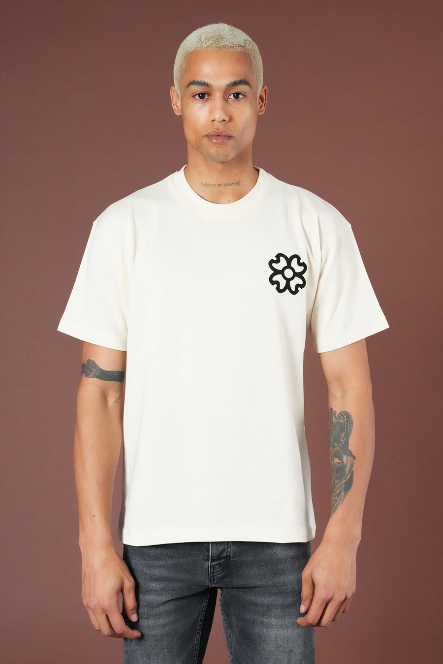 T-shirt MEN'S avec applique fleur devant AND dos LL1100161