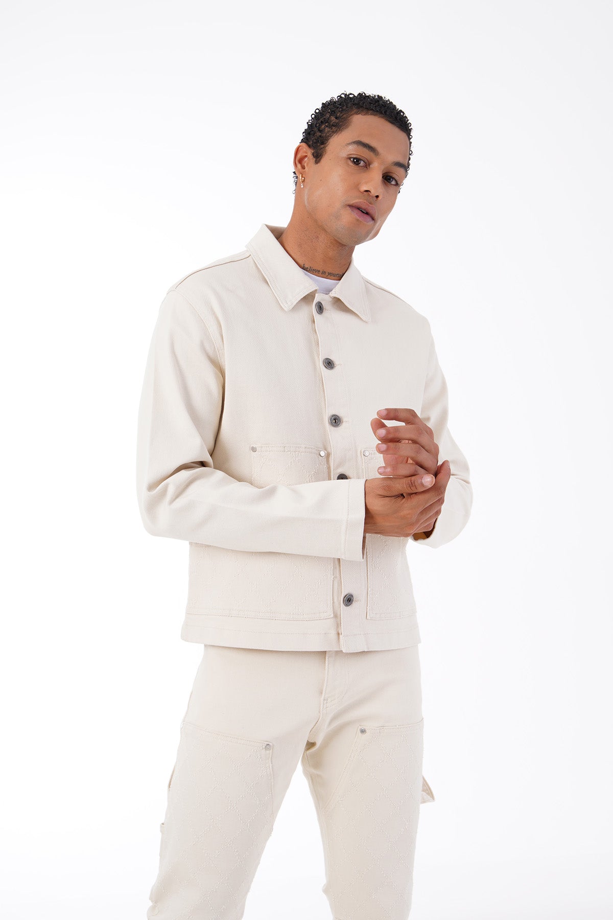 ART492 DENIM TRACKSUIT - CHAMPAGNE