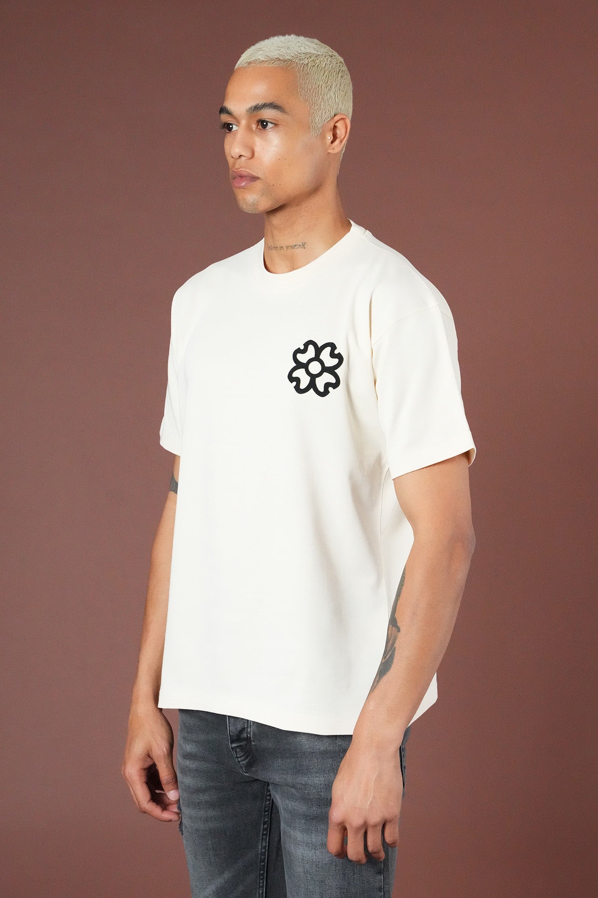T-shirt MEN'S avec applique fleur devant AND dos LL1100161