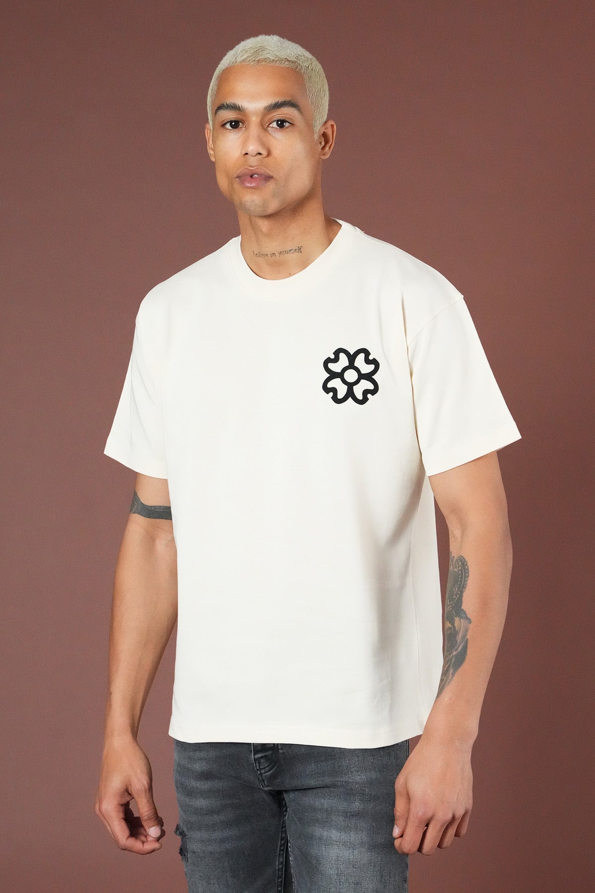 T-shirt MEN'S avec applique fleur devant AND dos LL1100161