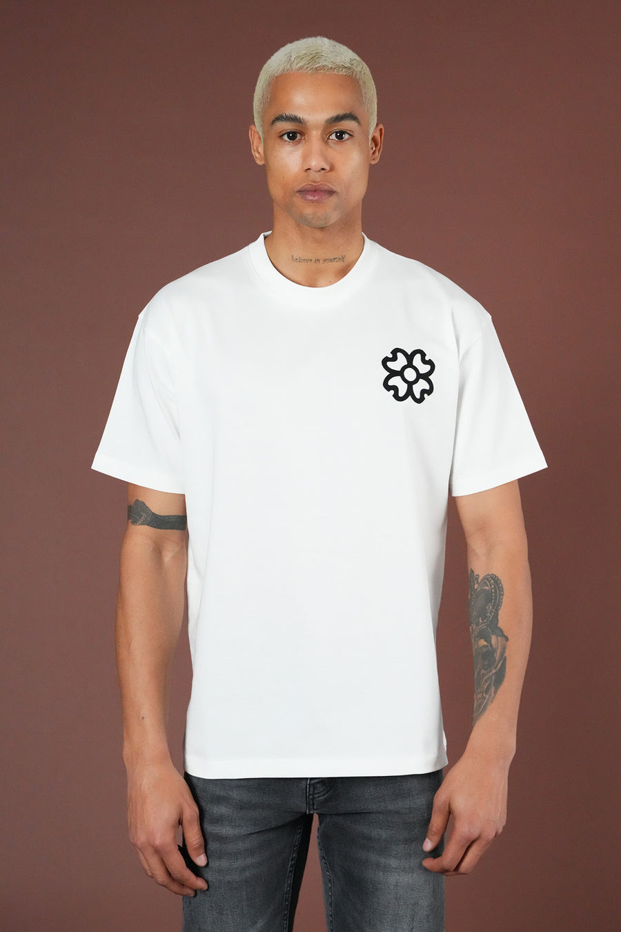 T-shirt MEN'S avec applique fleur devant AND dos LL1100161