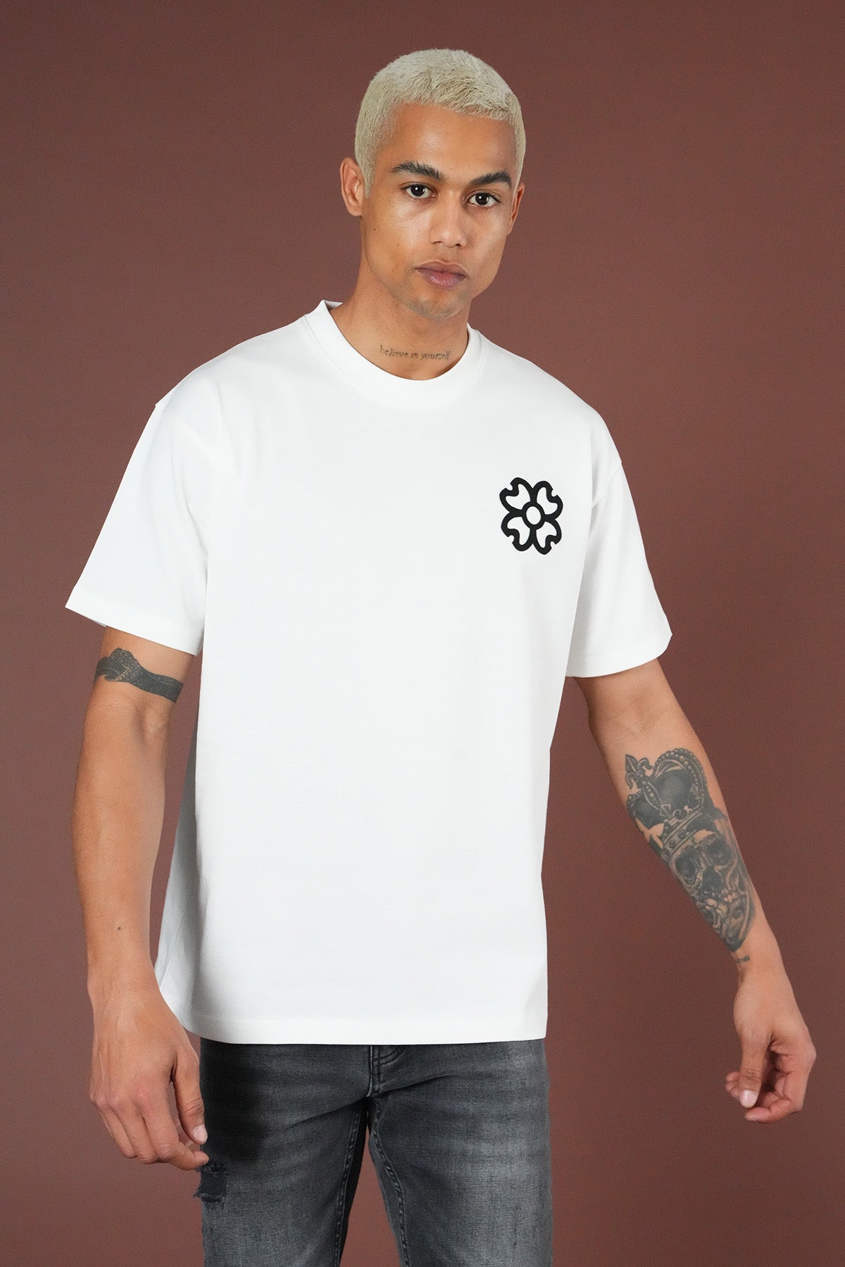 T-shirt MEN'S avec applique fleur devant AND dos LL1100161