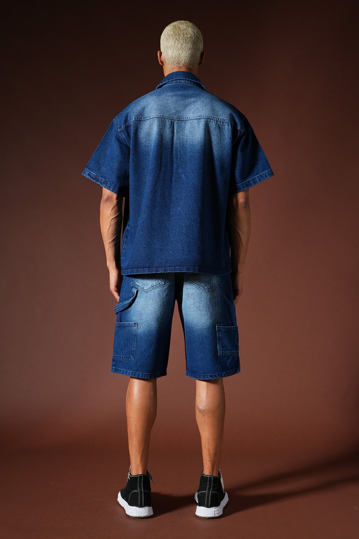 Oversize-Denim-Hemd- und Shorts-Set TK-02