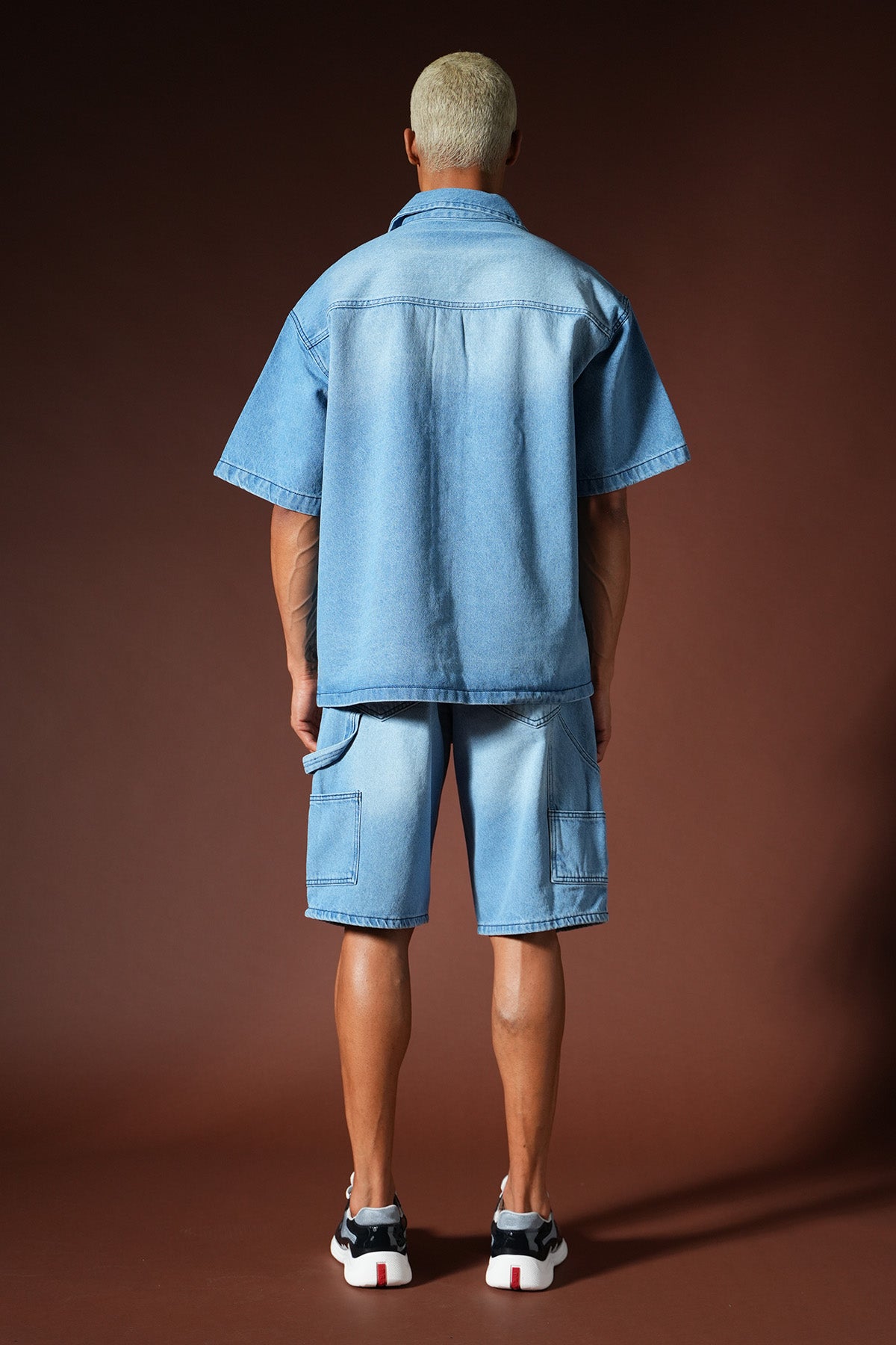 Oversize-Denim-Hemd- und Shorts-Set TK-02