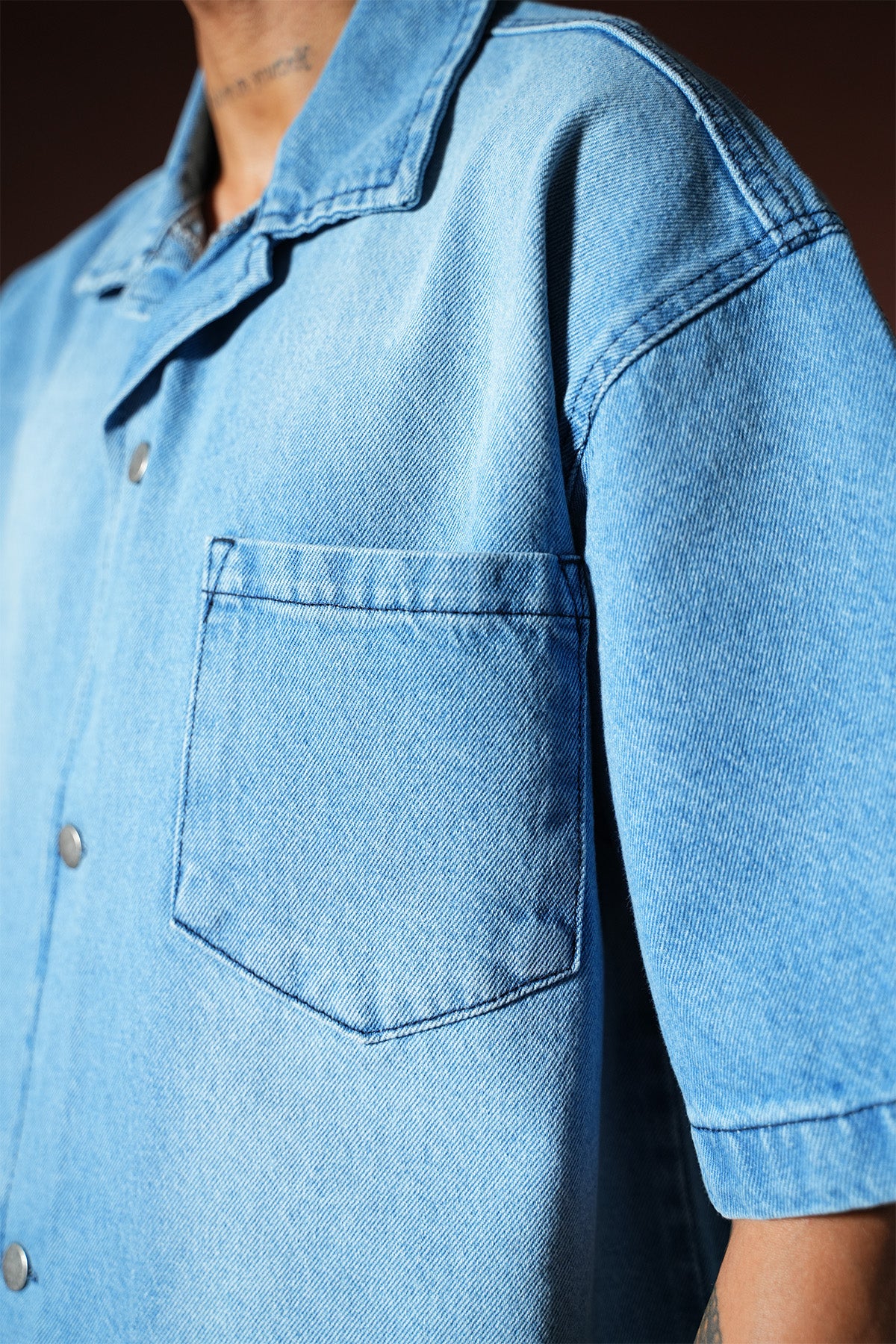 Oversize-Denim-Hemd- und Shorts-Set TK-02