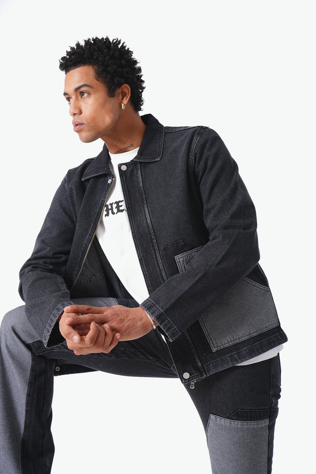 ART502 DENIM TRACKSUIT - BLACK