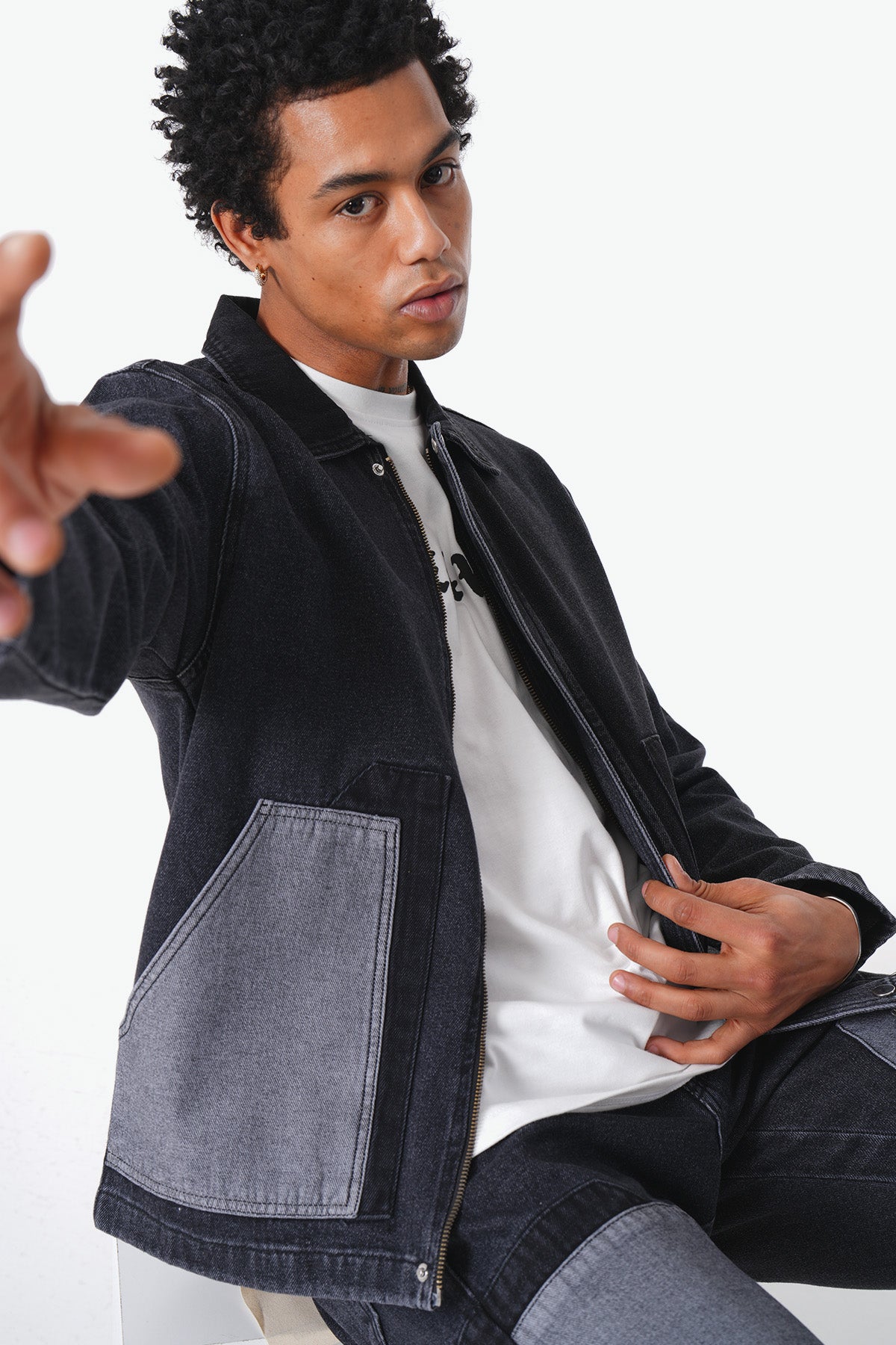 ART502 DENIM TRACKSUIT - BLACK