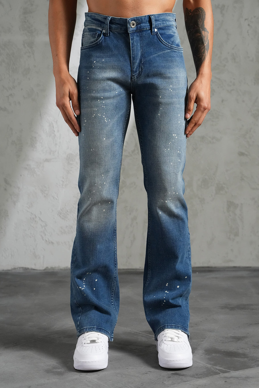 Jean à jambes larges pour homme, couleur bleue