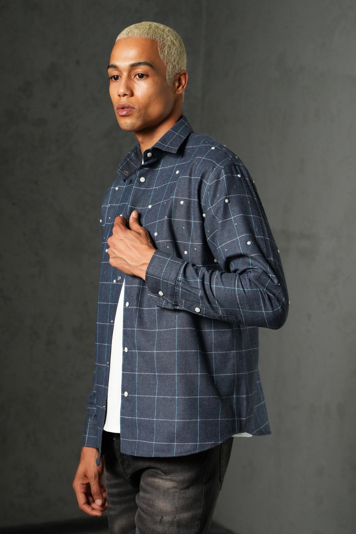 Grid check shirt 27701