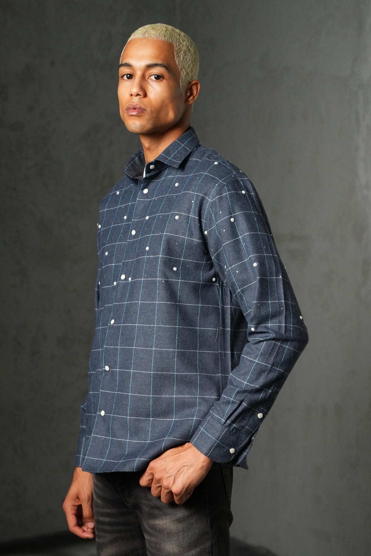 Grid check shirt 27701