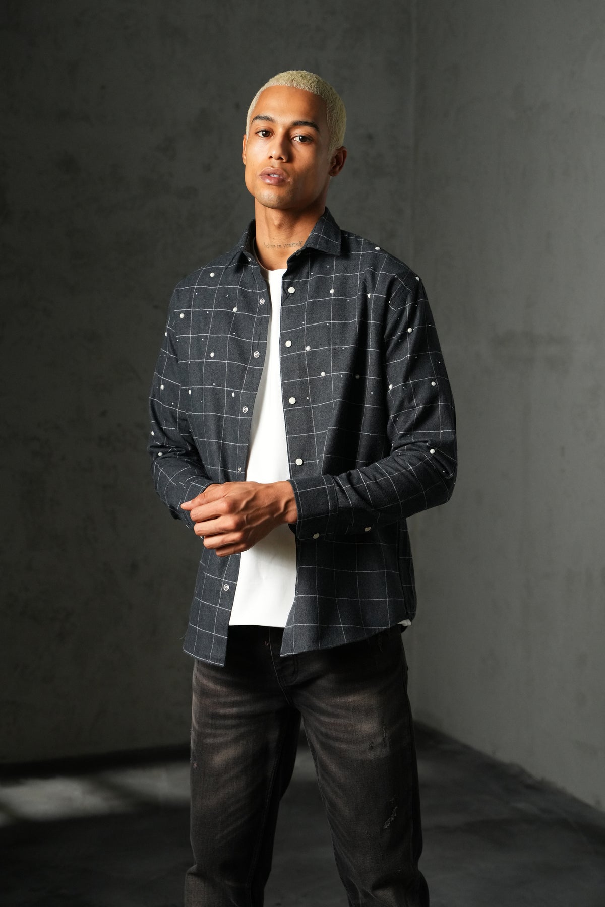 Grid check shirt 27701
