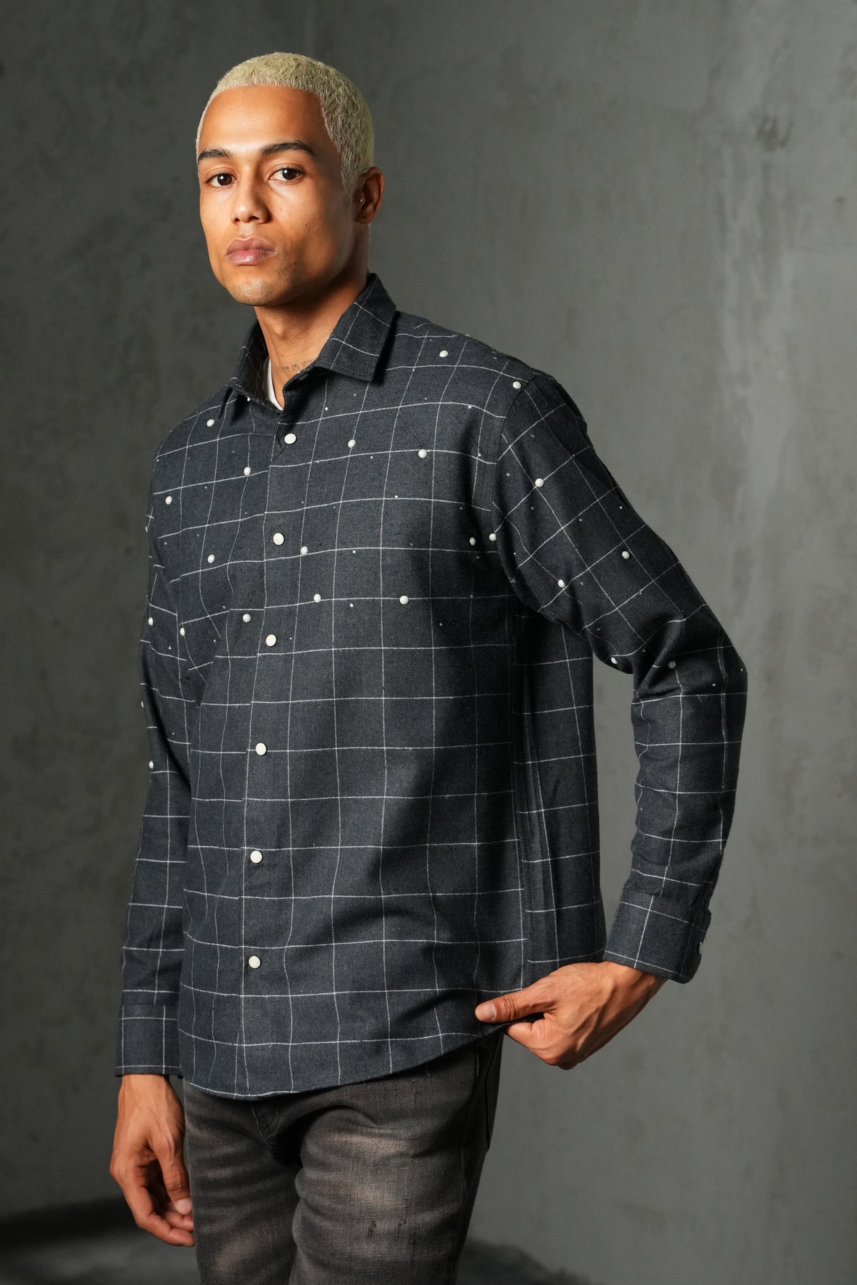 Grid check shirt 27701