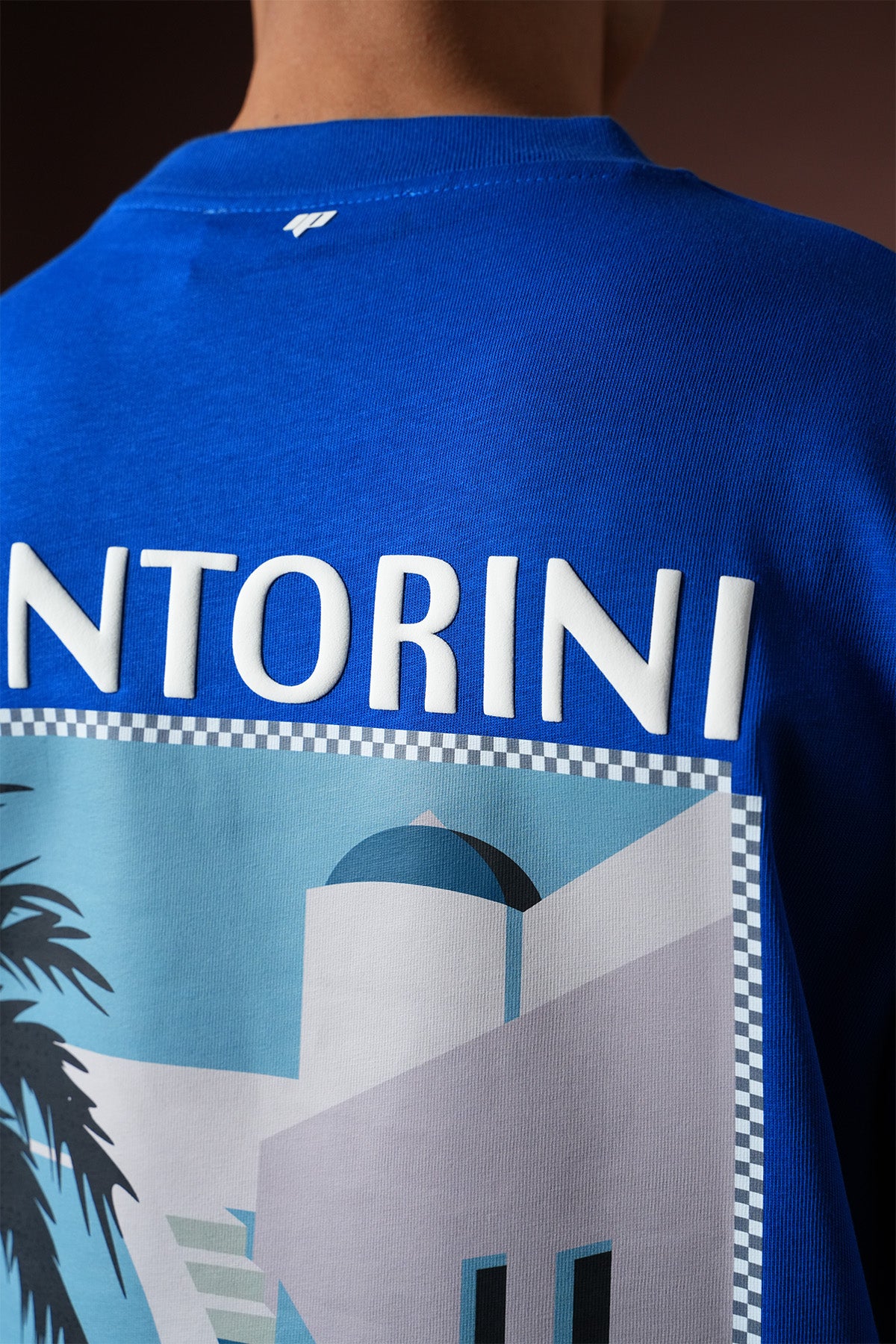 T-Shirt mit Santorin-Aufdruck – LL110090