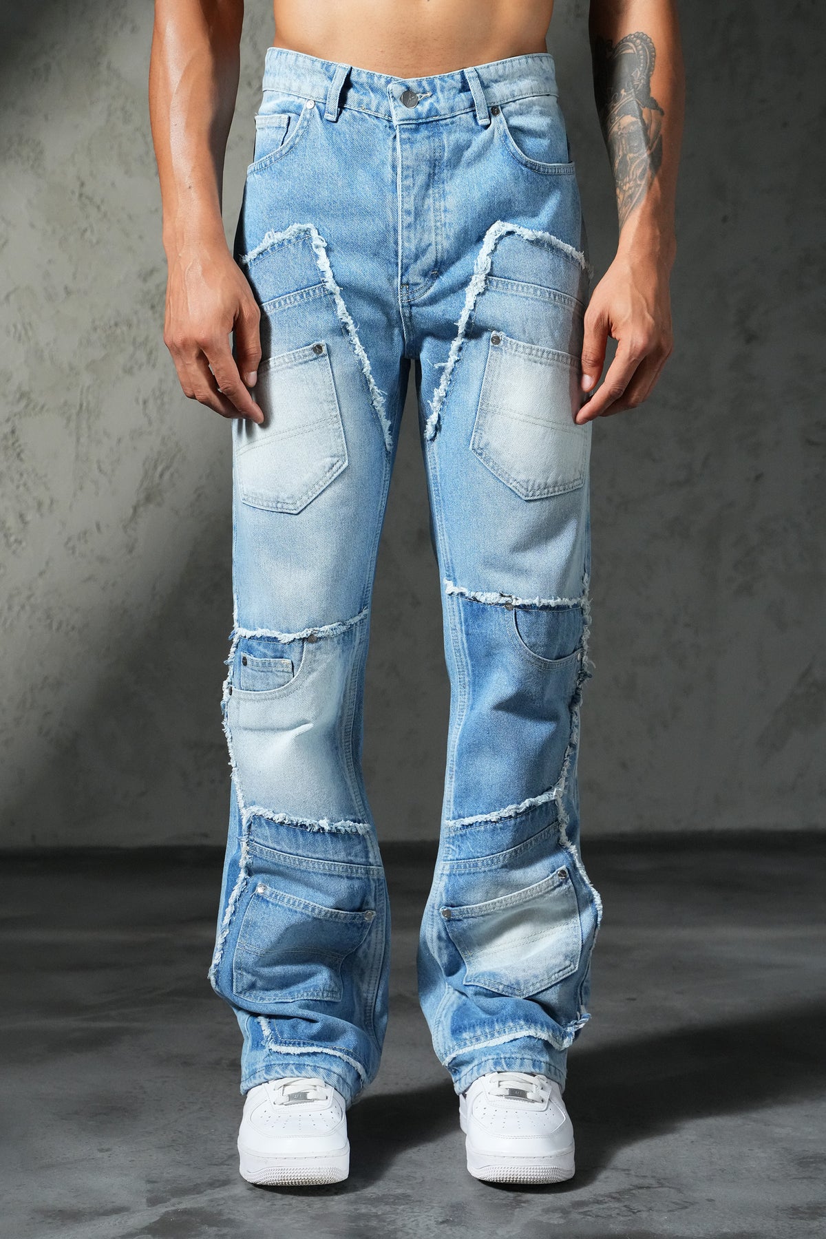Patchwork flared jeans FG 111