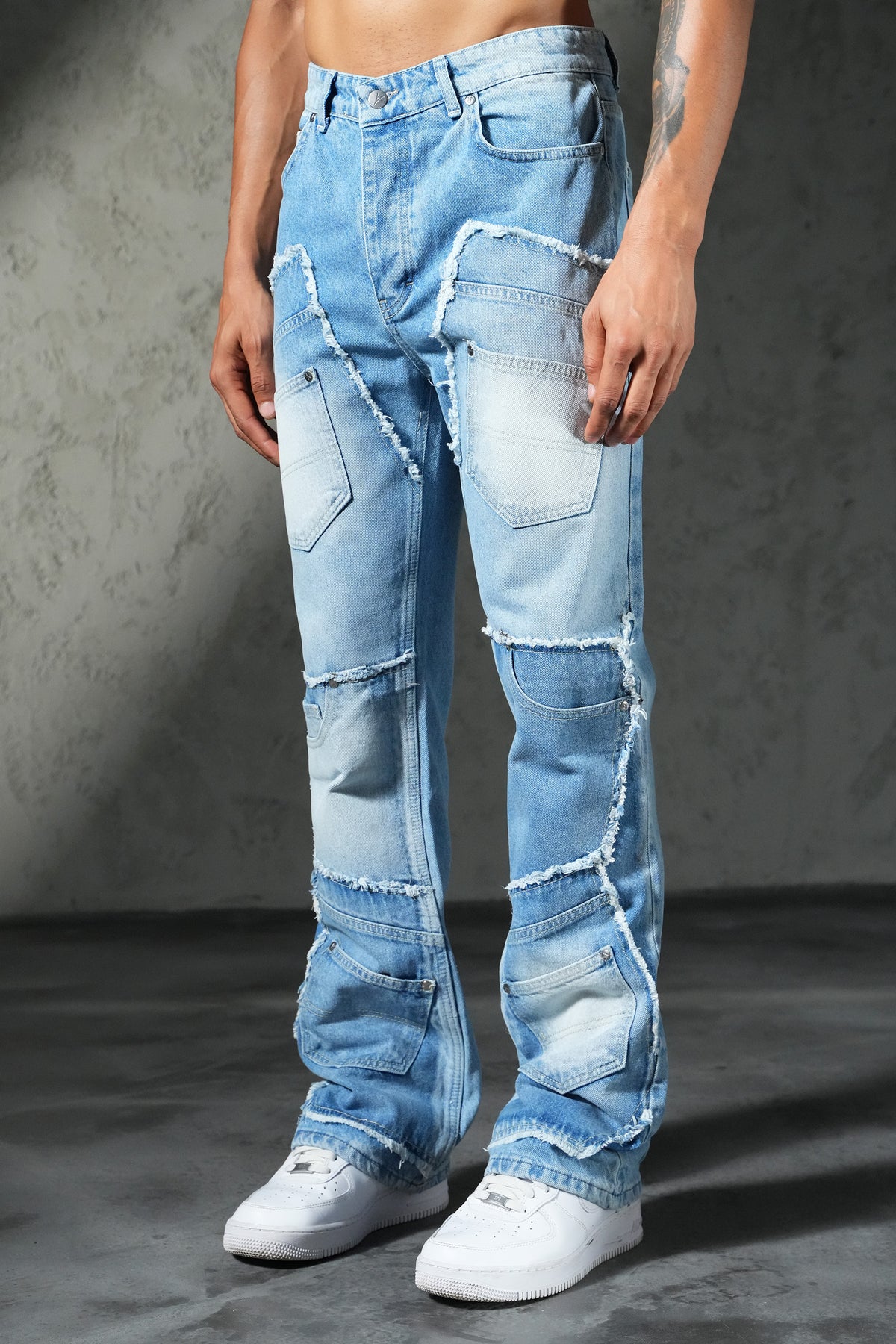 Patchwork flared jeans FG 111