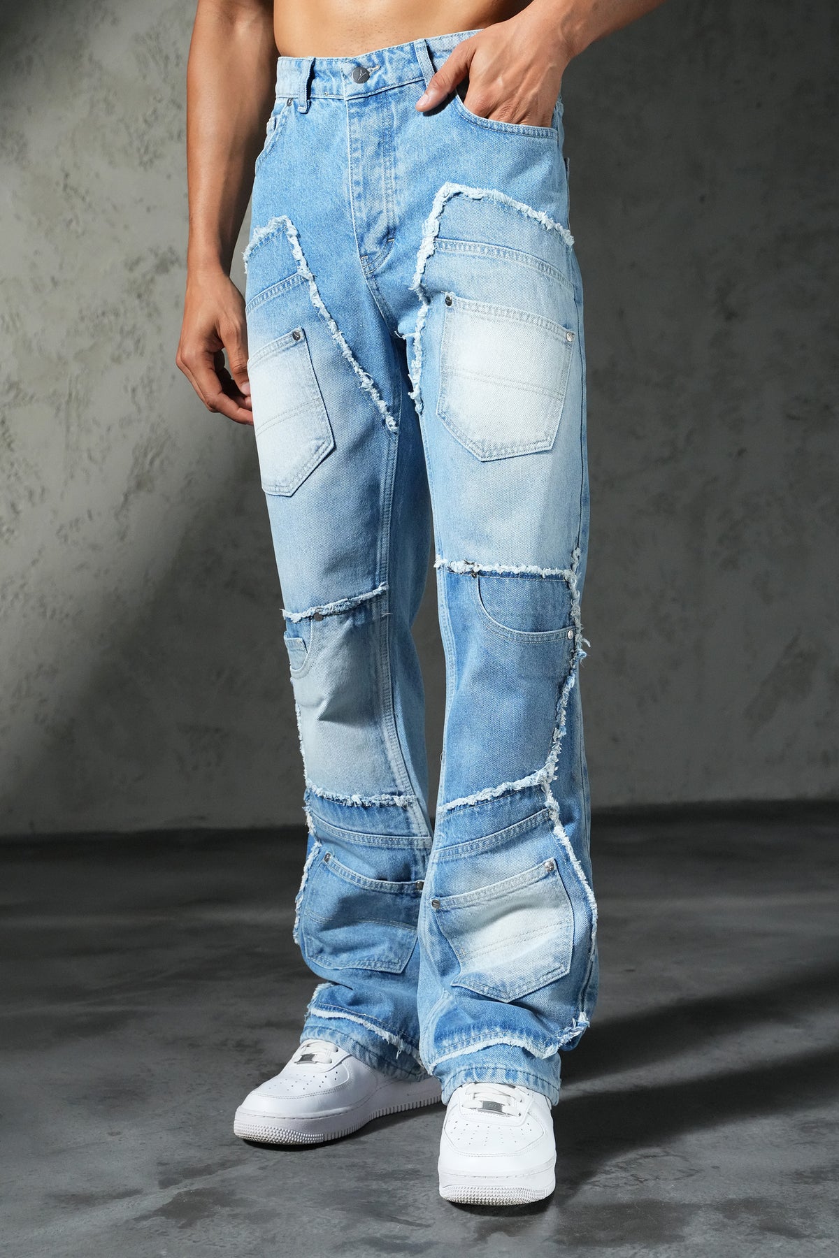 Patchwork flared jeans FG 111