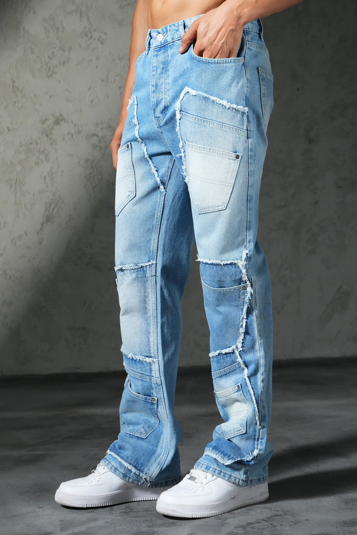 Patchwork flared jeans FG 111