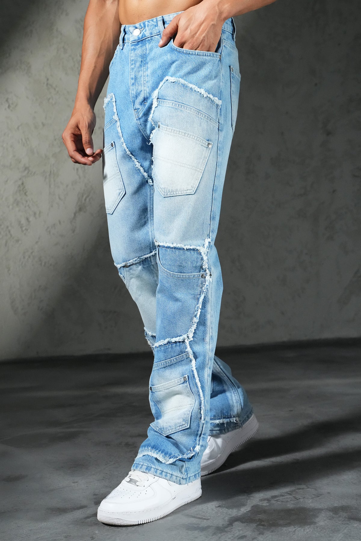Patchwork flared jeans FG 111