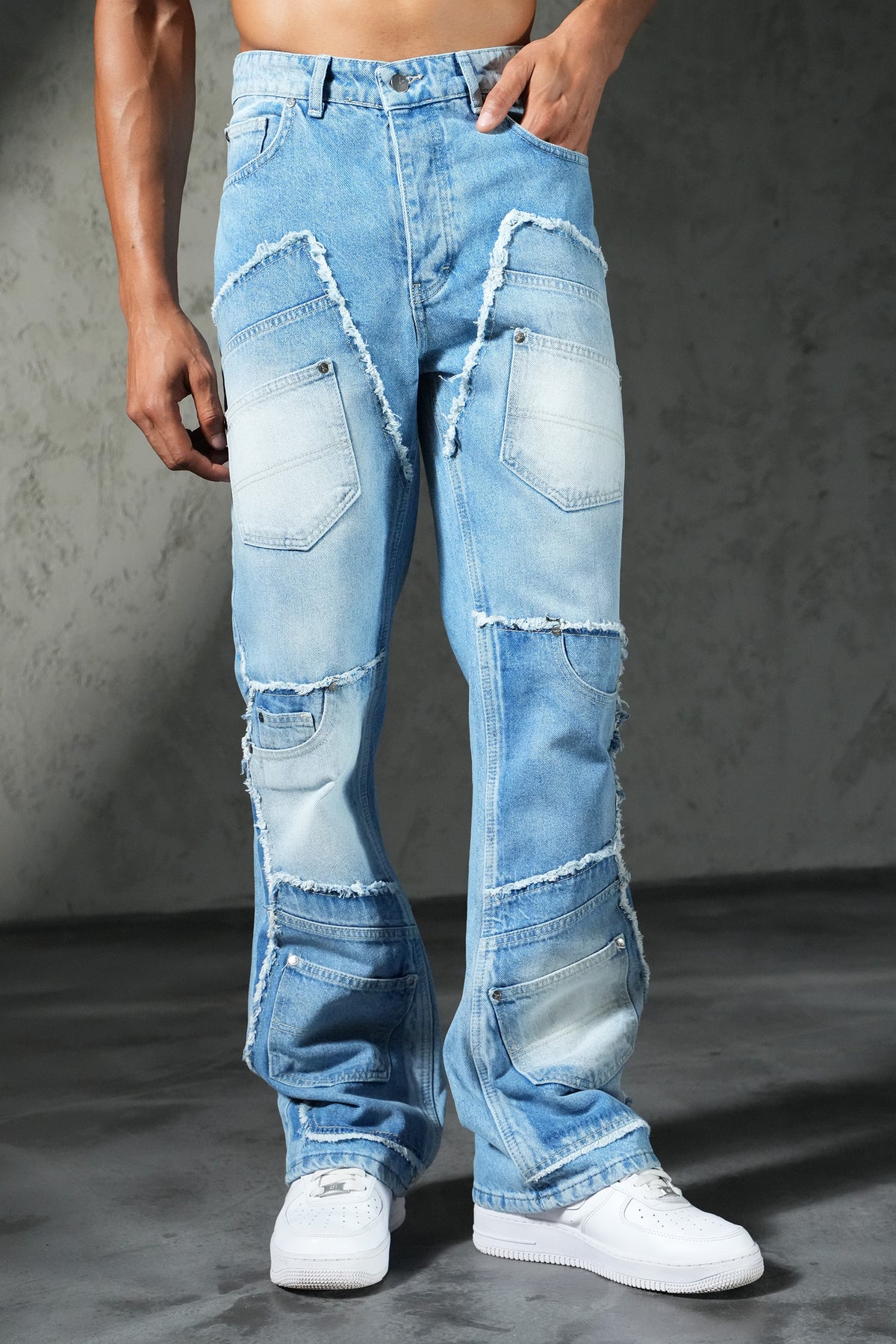 Patchwork flared jeans FG 111