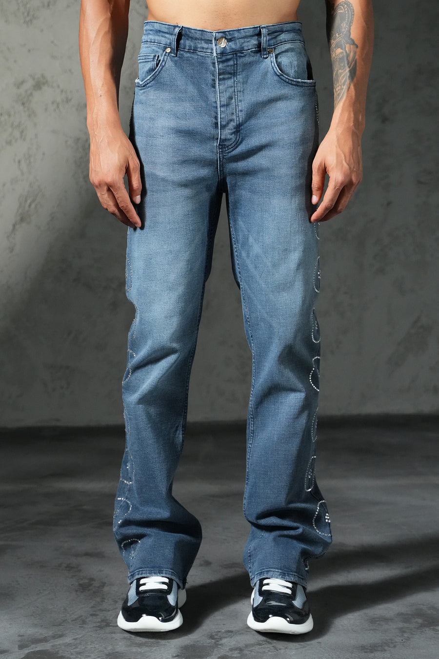 Jean flare motifs ronds FG 102