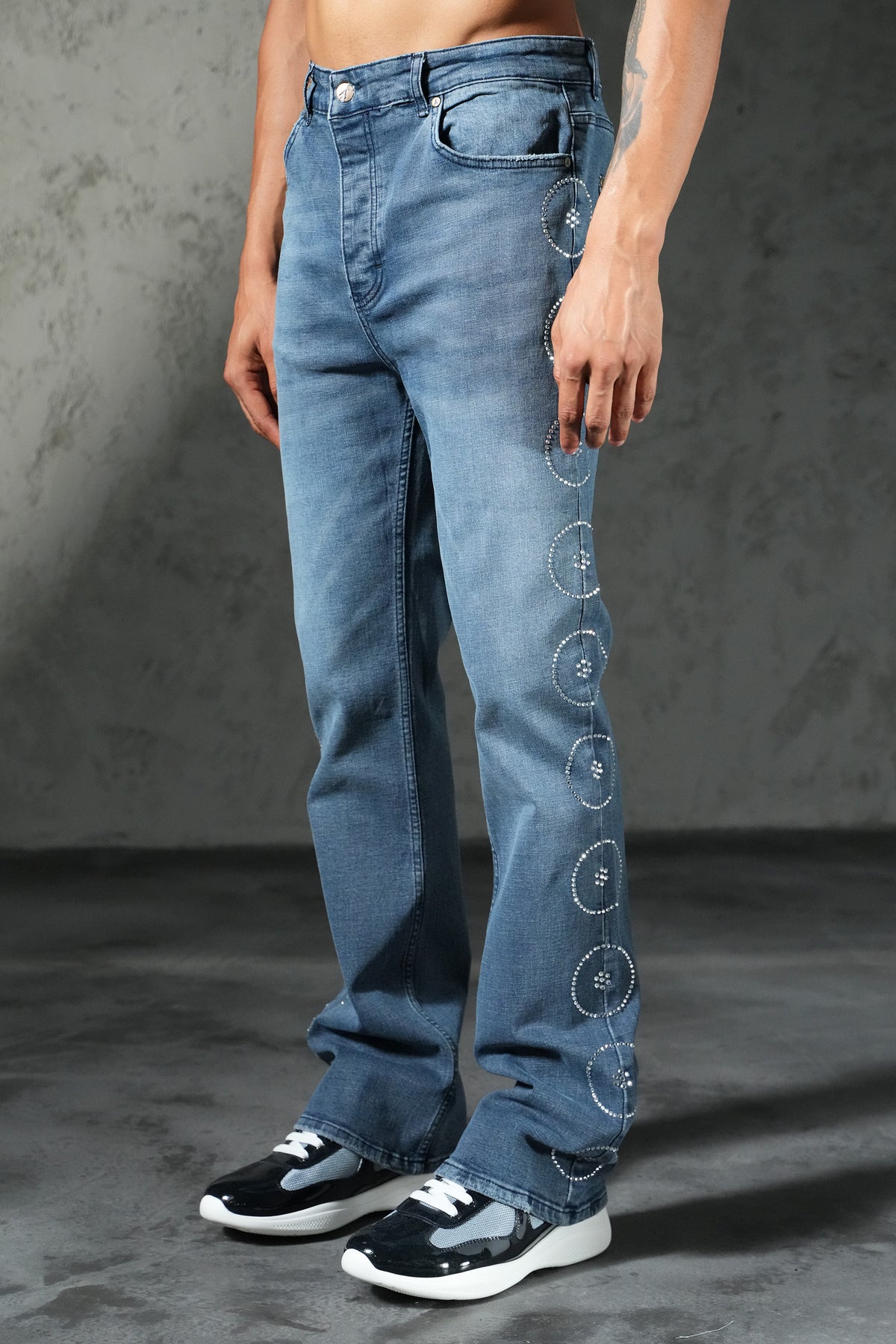 Schlagjeans mit runden Motiven FG 102