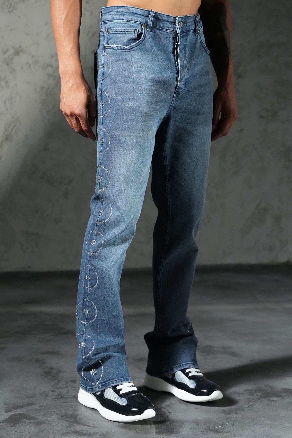 Schlagjeans mit runden Motiven FG 102