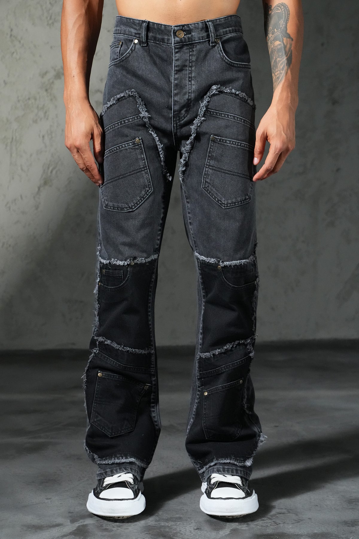 Patchwork flared jeans FG 112
