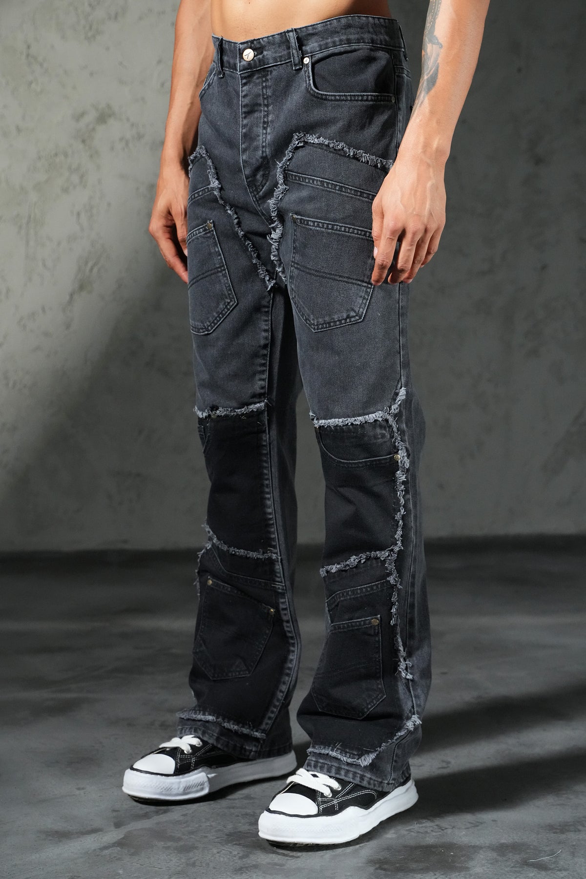 Patchwork flared jeans FG 112