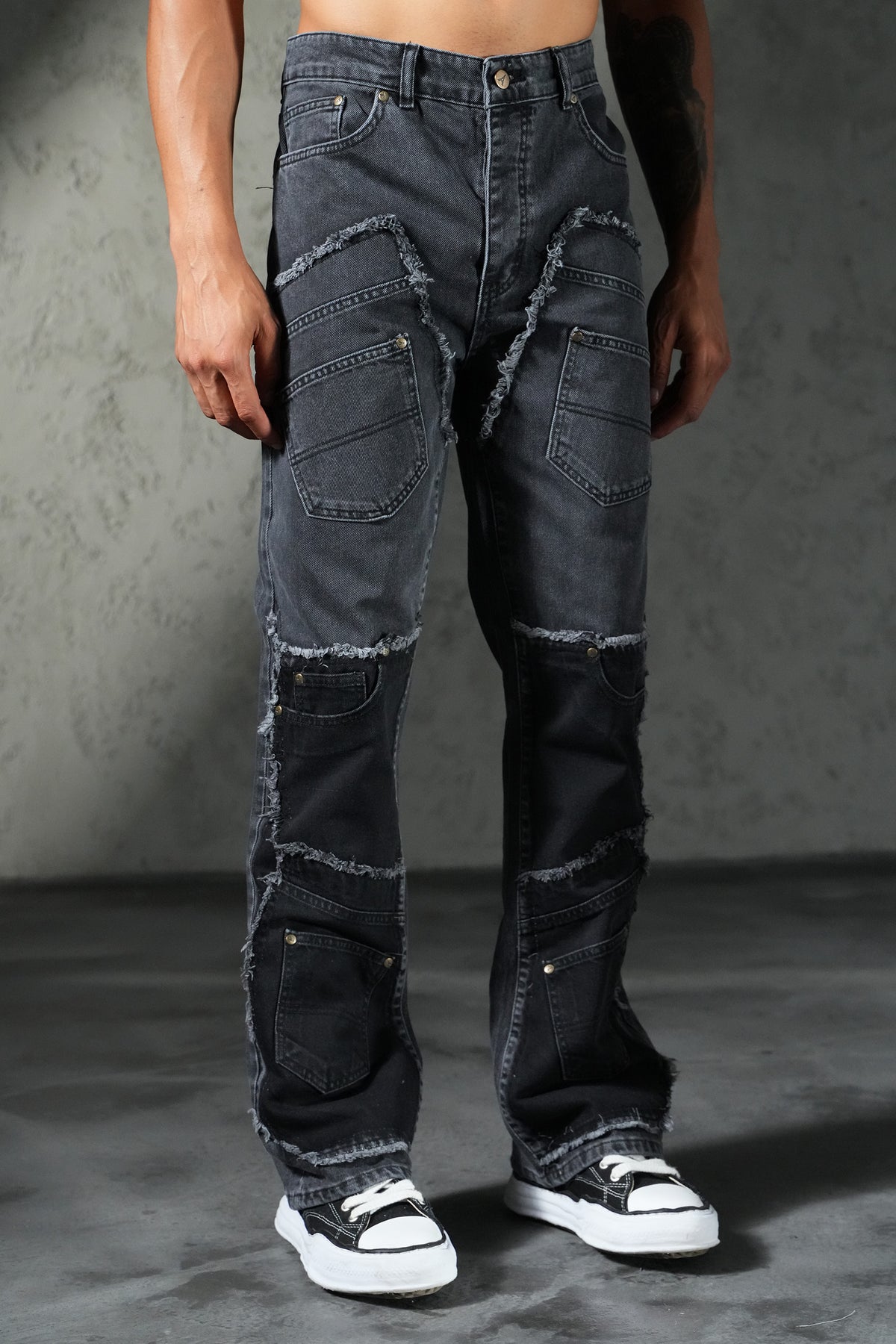 Patchwork flared jeans FG 112