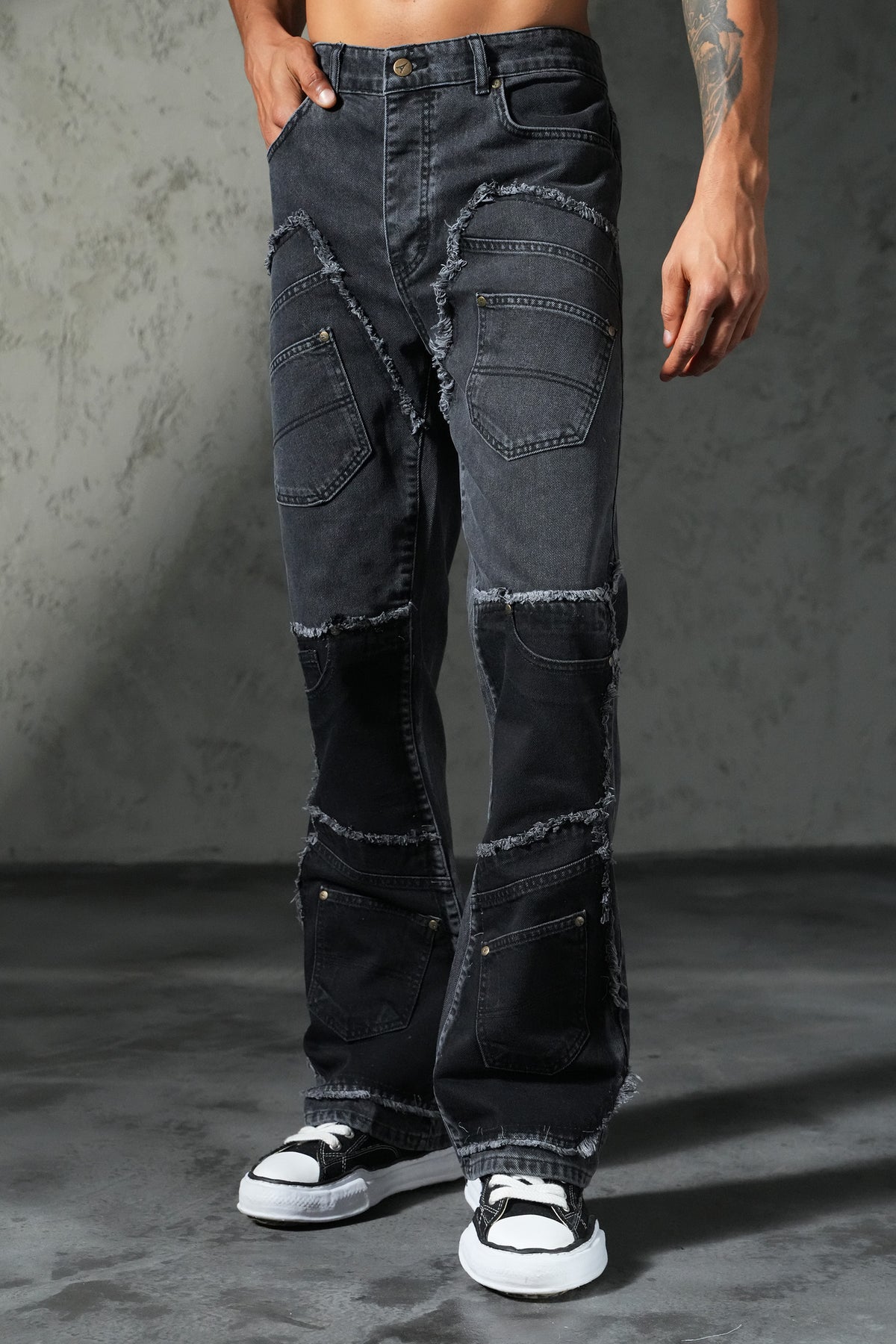 Patchwork flared jeans FG 112