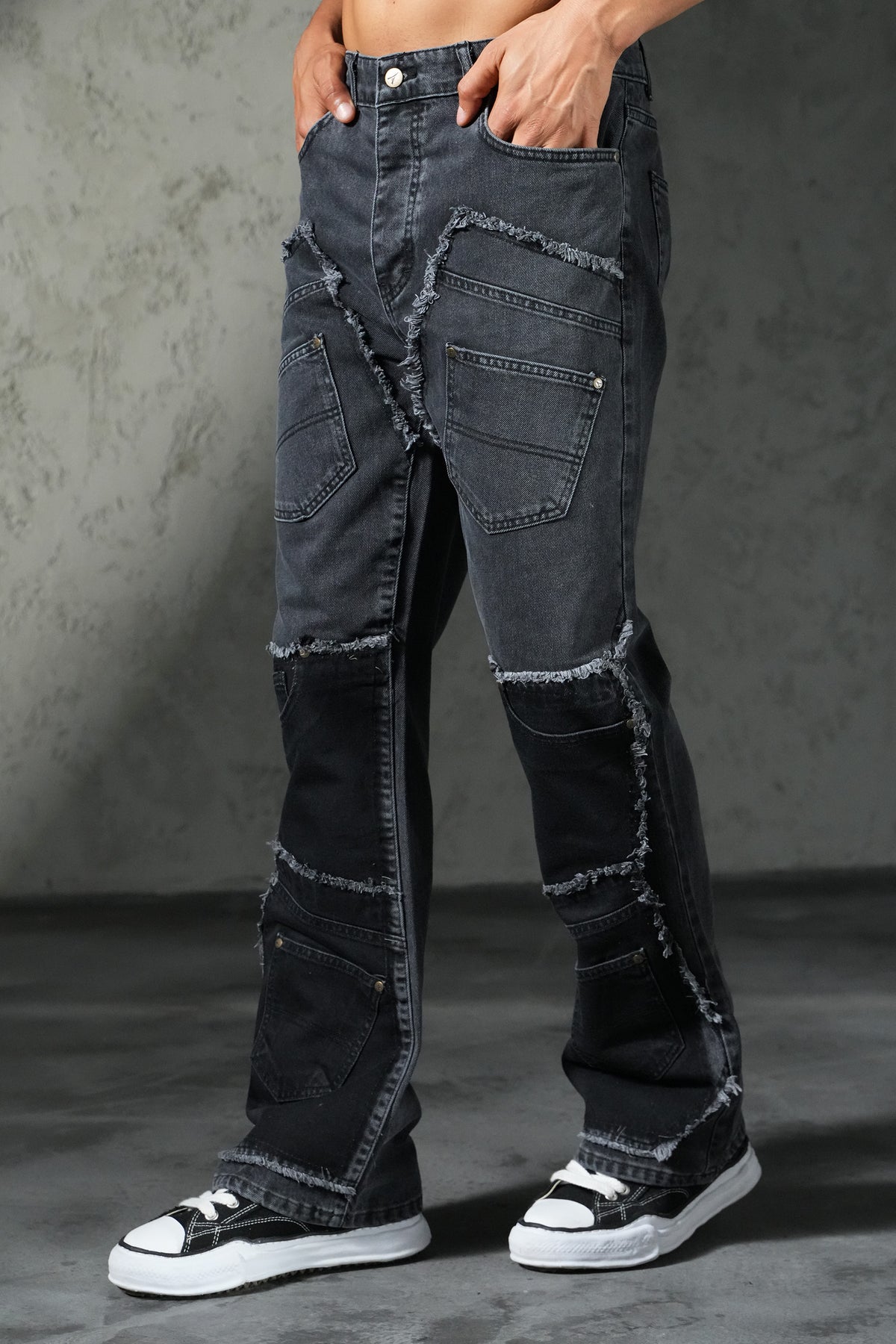 Patchwork flared jeans FG 112