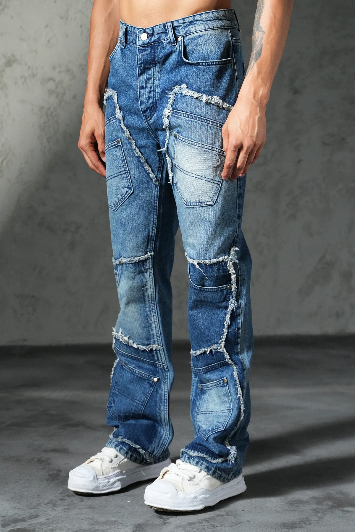 Patchwork flared jeans FG 109