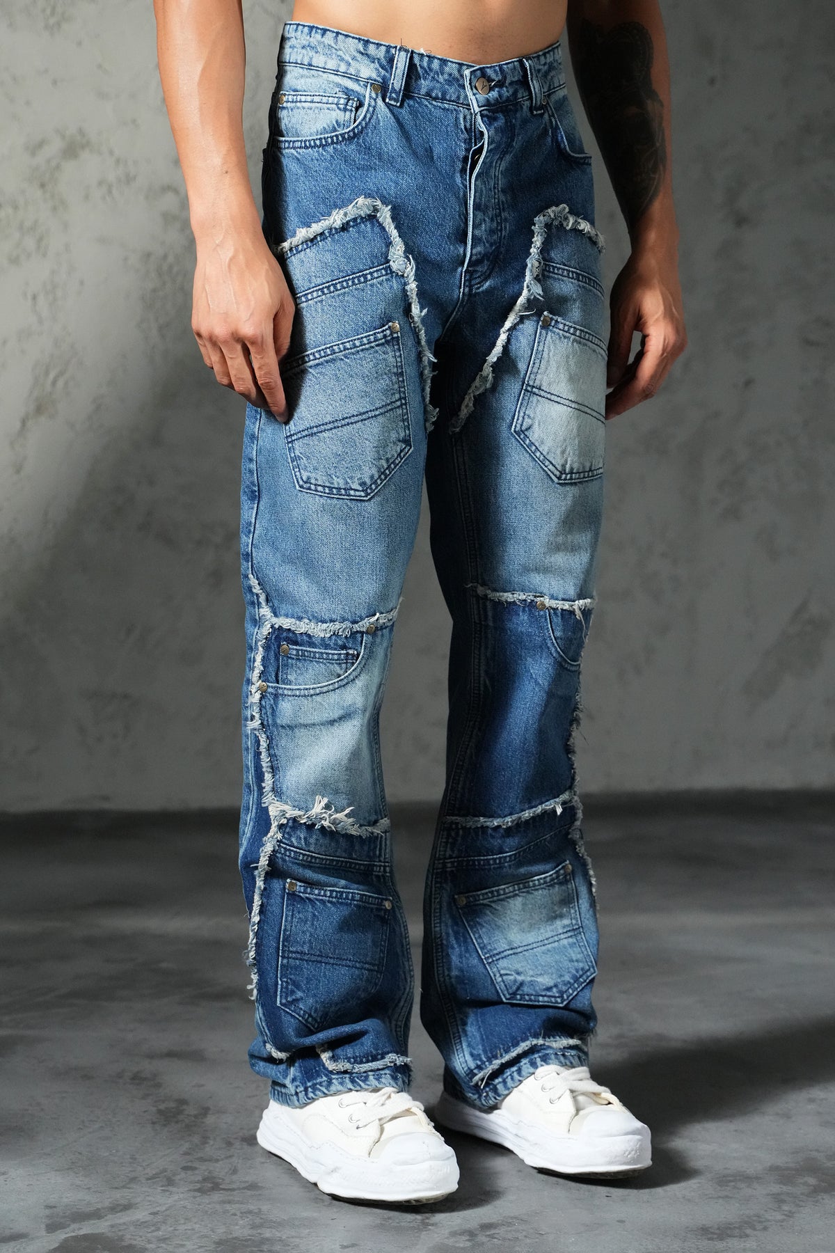 Patchwork flared jeans FG 109