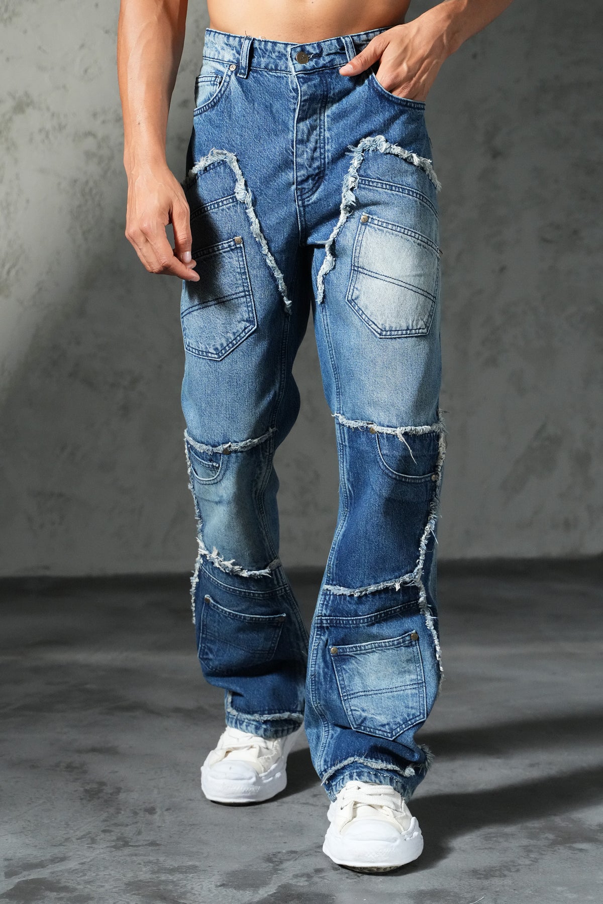 Patchwork flared jeans FG 109