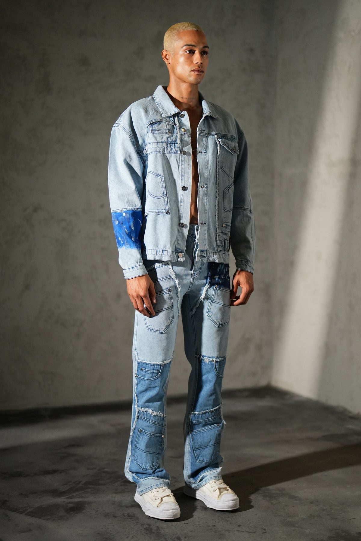 Ensemble denim à empiècements FG113