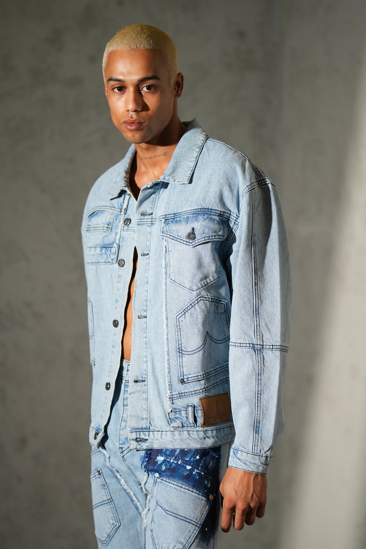 Ensemble denim à empiècements FG113