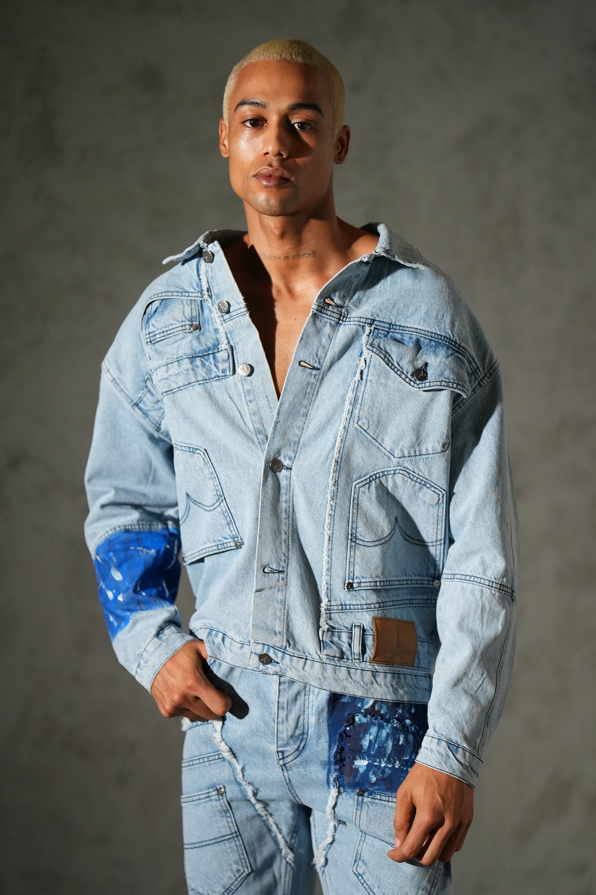 Ensemble denim à empiècements FG113