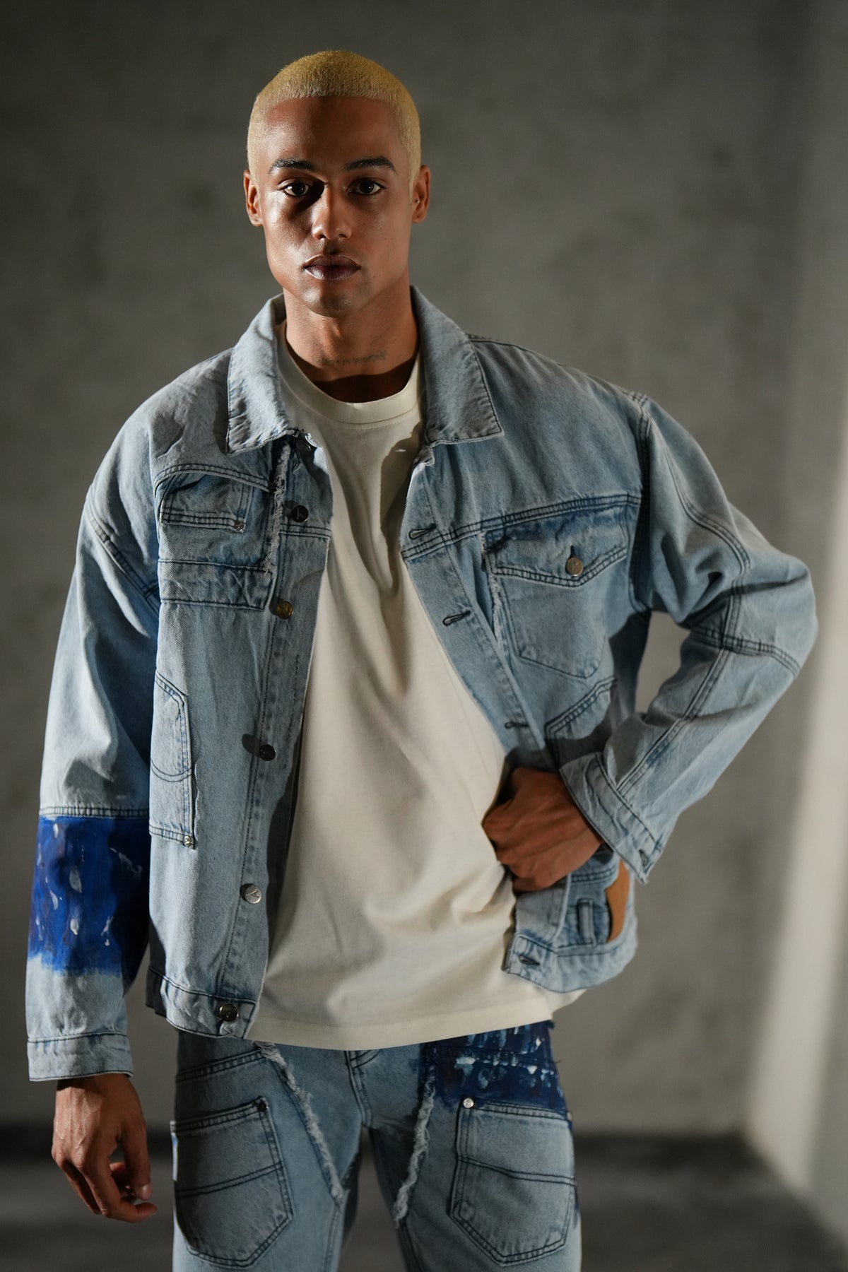 Ensemble denim à empiècements FG113