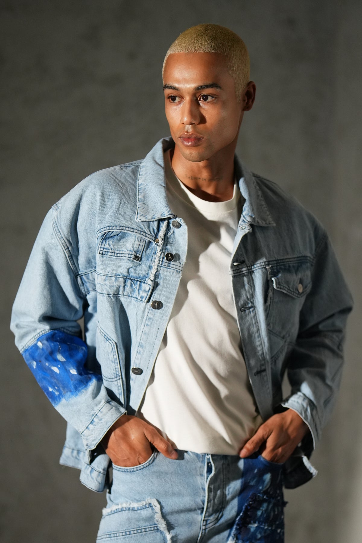 Ensemble denim à empiècements FG113