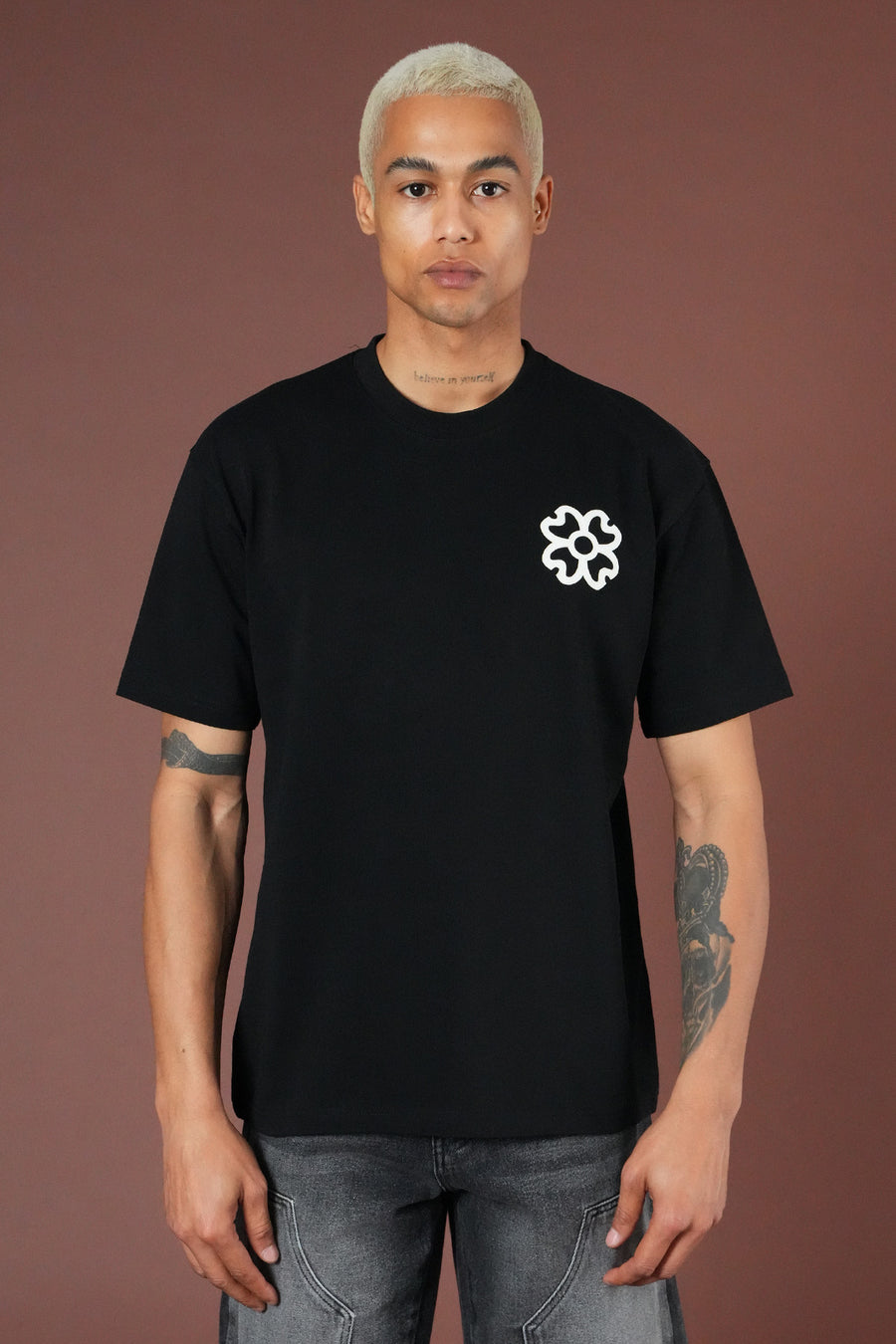 T-shirt MEN'S avec applique fleur devant AND dos LL1100161