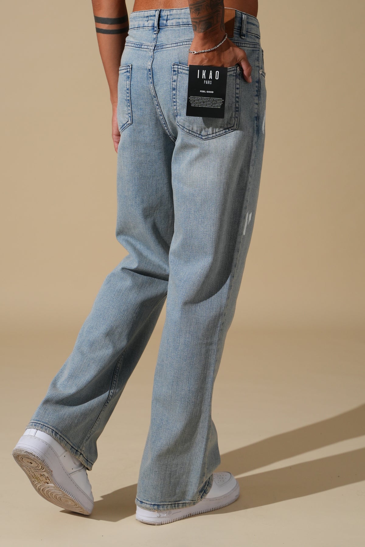 Jean flare effet peinture FG105