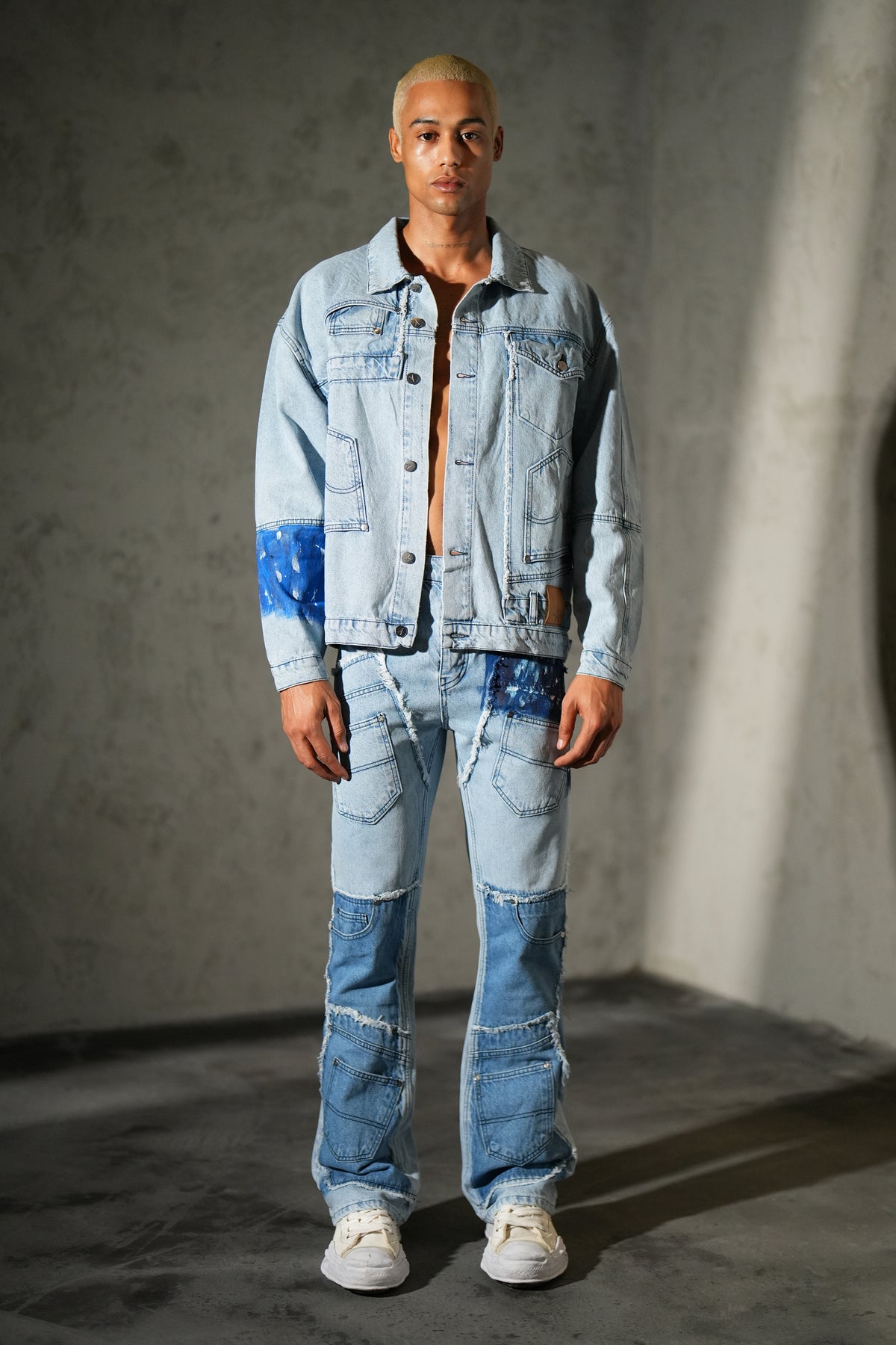 Ensemble denim à empiècements FG113