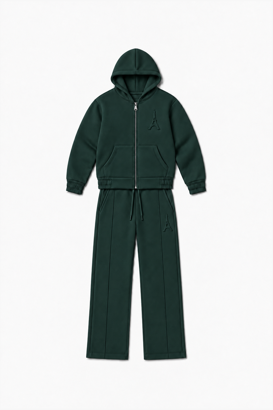 LP2616 — Kaki — Vue à plat, reliefs Eiffel sur veste et pantalon