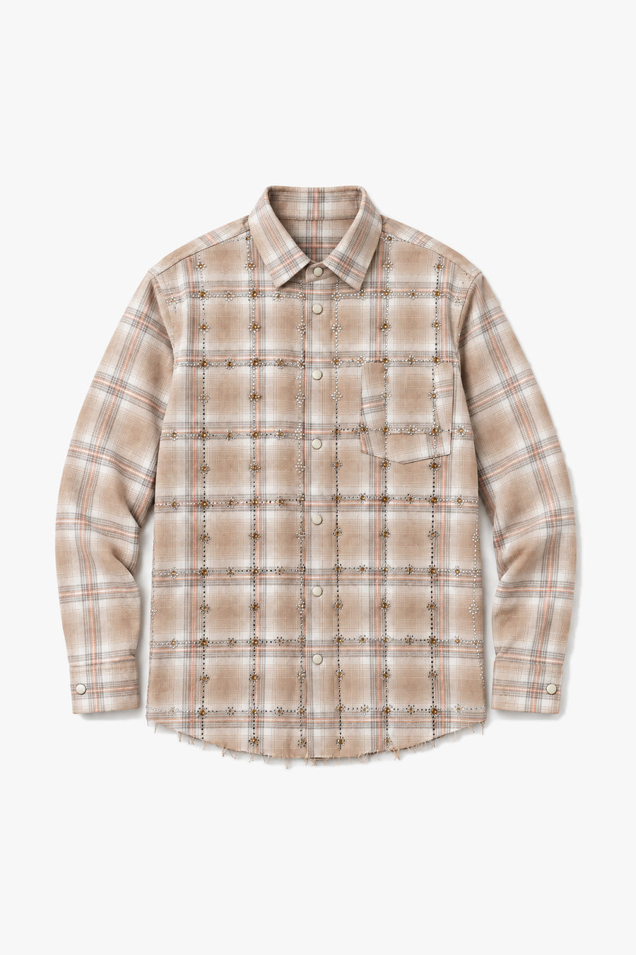 Chemise bas effiloché 27705 - beige - Vue à plat sans mannequin
