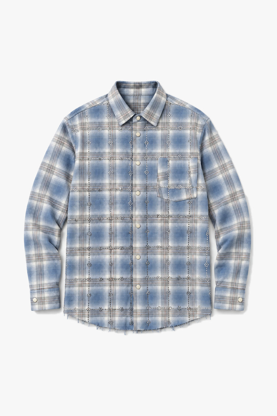 Chemise bas effiloché 27705 - marine - Vue à plat sans mannequin