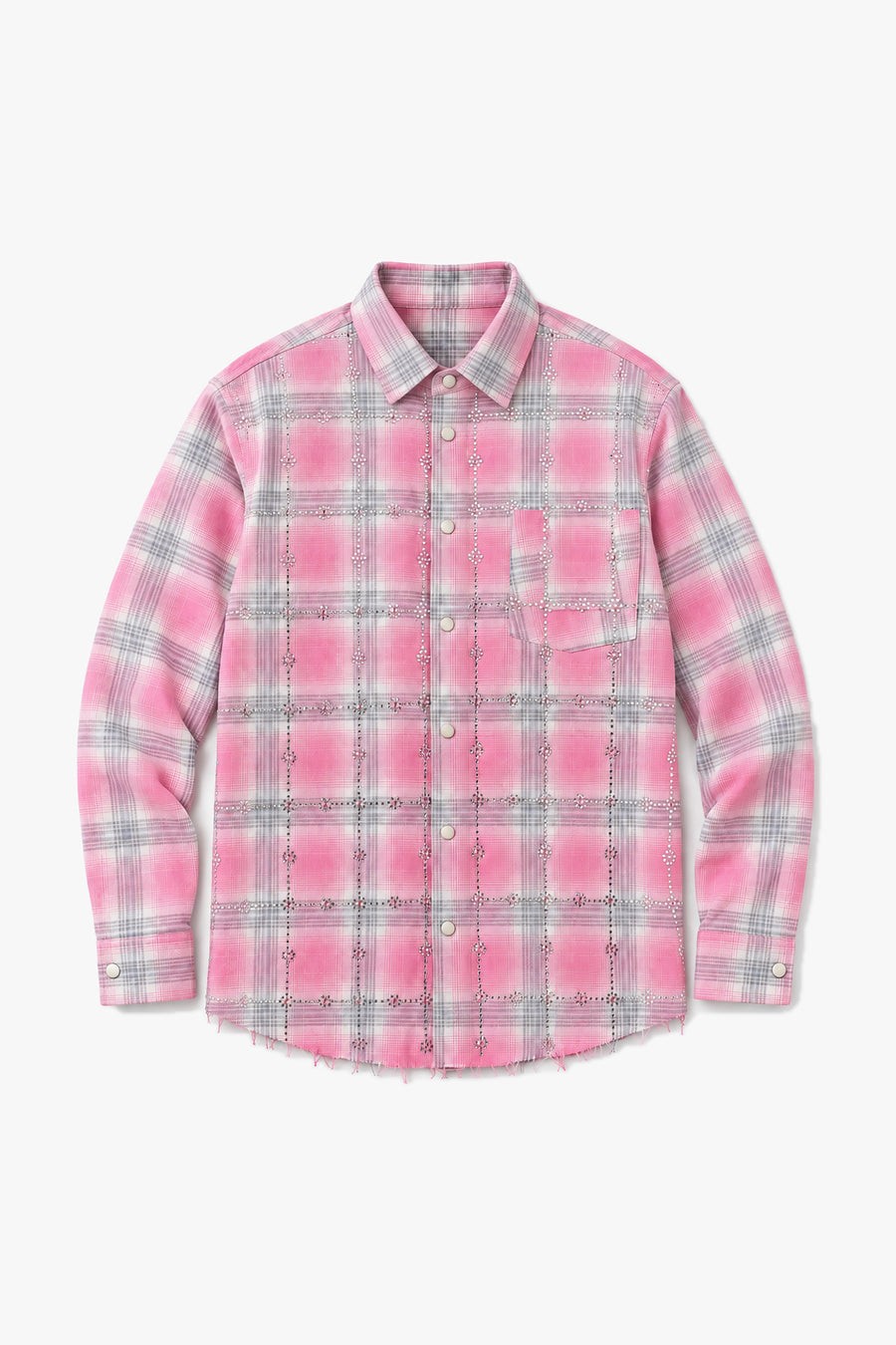 Chemise bas effiloché 27705 - rose - Vue à plat sans mannequin