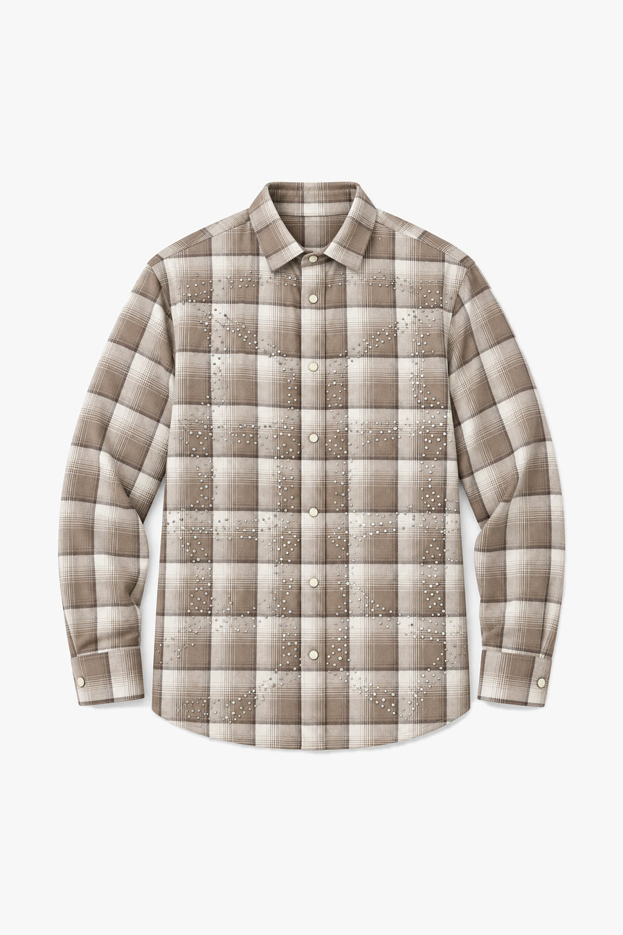 Chemise carreaux ornés 27706 - Marron - Vue à plat sans mannequin