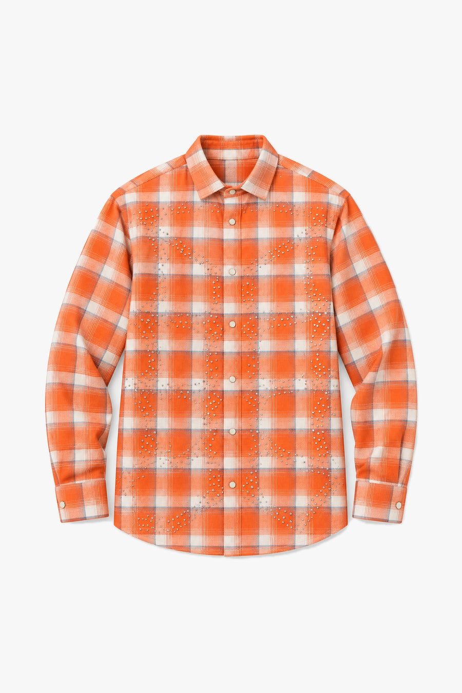 Chemise carreaux ornés 27706 - Orange - Vue à plat sans mannequin