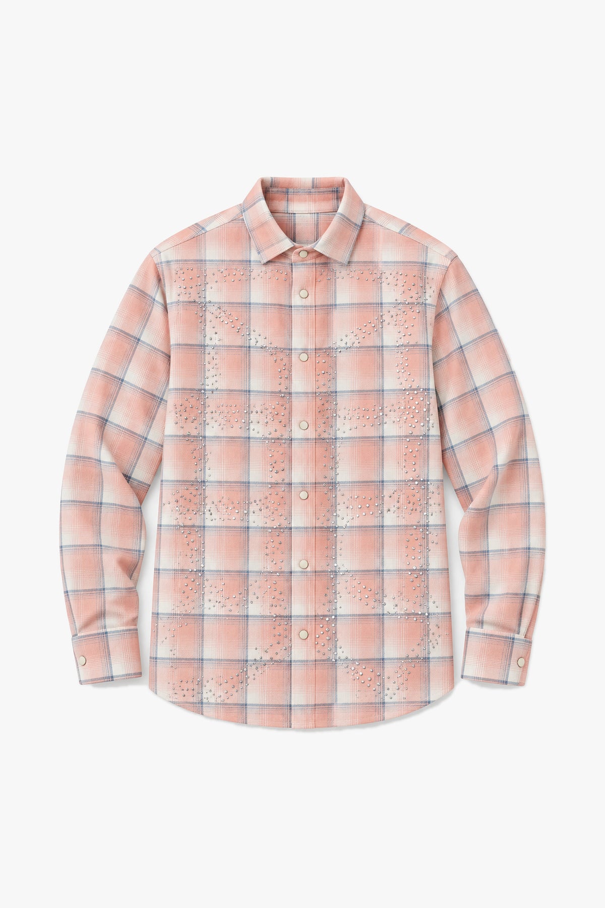 Chemise carreaux ornés 27706 - Rose - Vue à plat sans mannequin