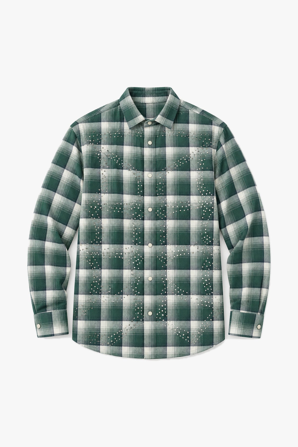 Chemise carreaux ornés 27706 - Vert - Vue à plat sans mannequin